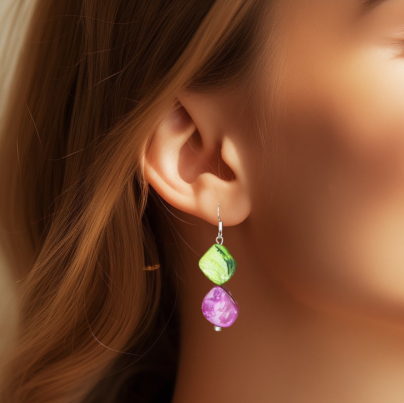 Rainbow Mother Of Pearl Drop Earrings