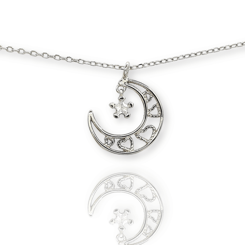 925 Sterling Silver Moon Necklace Personalised Christmas Jewellery Gift for Her
