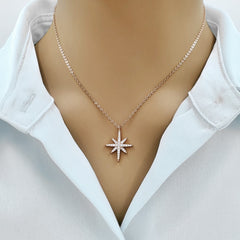 925 Sterling Silver Gold Star Necklace Personalised Christmas Jewellery Gift for Her