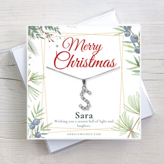 Personalised 925 Sterling Silver Initial Necklace | Custom Alphabet Pendant with CZ Crystals & Gift Box