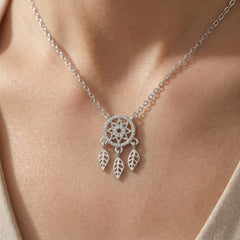 925 Sterling Silver Dreamcatcher Pendant Crystal Necklace