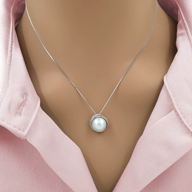 Sterling Silver Freshwater Pearl Necklace – Elegant Christmas Gift for Her