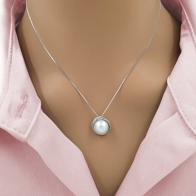 925 Sterling Silver Personalised Birthday Gift Pearl Crystal Necklace - Birthday Day Card Gift