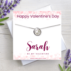 Personalised Valentine's Day SIlver Pearl Necklace Gift