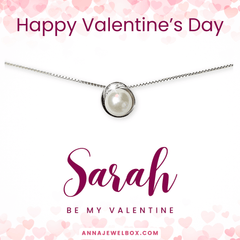 Personalised Valentine's Day SIlver Pearl Necklace Gift