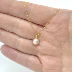 Dainty Gold Plated Silver Chain Freshwater Pearl Necklace  - Personalised Bridesmaid Anniversary Birthday Gift