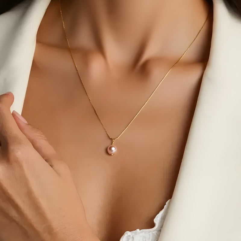 Dainty Gold Plated Silver Chain Freshwater Pearl Necklace  - Personalised Bridesmaid Anniversary Birthday Gift