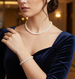 Elegant Pearl Necklace and Bracelet Set – Perfect Wedding or Anniversary Gift