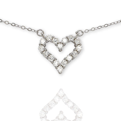 Personalised Silver Sparkling Heart Necklace  - Birthday Anniversary Graduation Gift for Her