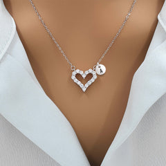 Personalised Silver Sparkling Heart Necklace  - Birthday Anniversary Graduation Gift for Her