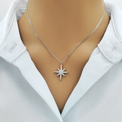 925 Sterling Silver Star Necklace Personalised Christmas Jewellery Gift for Her