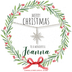 925 Sterling Silver Star Necklace Personalised Christmas Jewellery Gift for Her
