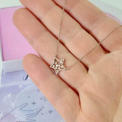 925 Sterling Silver Diamante Star Necklace - Birthday Anniversary Graduation Gift for Her