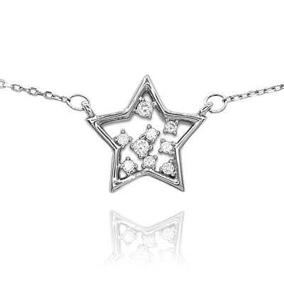 925 Sterling Silver Diamante Star Necklace - Birthday Anniversary Graduation Gift for Her