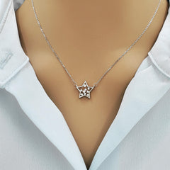 925 Sterling Silver Diamante Star Necklace - Birthday Anniversary Graduation Gift for Her
