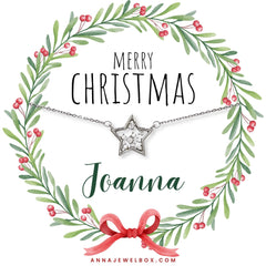 Personalised 925 Sterling Silver Star Necklace – Thoughtful Christmas Gift for Her, mum, sister, girlfriend, wife, or daughter. Christmas holiday jewellery, New Year Celebration Party.