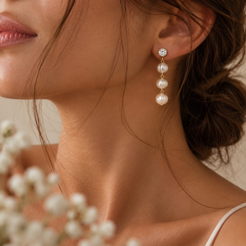 Freshwater Baroque Pearl Drop Earrings Gold Bridal Wedding Jewellery Gift