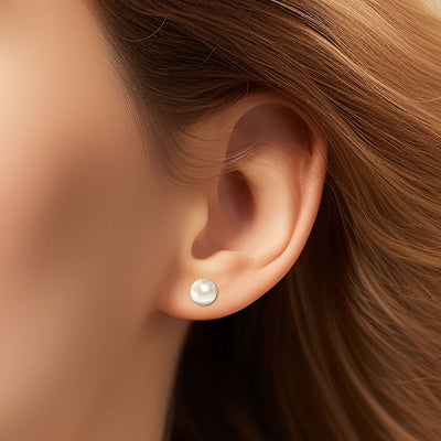 925 Sterling Silver Pearl Stud Earrings with Personalised Wedding Card & Satin Bow