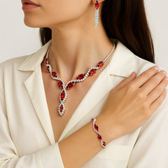 Red Crystal Jewellery Set – Sparkling Christmas Gift for Her