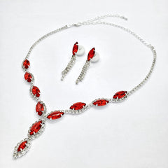 Red Crystal Jewellery Set – Sparkling Christmas Gift for Her