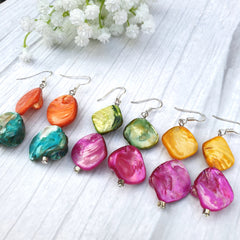 Rainbow Mother Of Pearl Drop Earrings