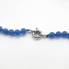 Blue Jade Beaded Necklace, Gemstone Jewellery, Healing Crystal Gift for Her