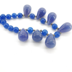 Blue Jade Beaded Necklace, Gemstone Jewellery, Healing Crystal Gift for Her