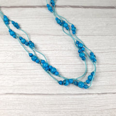 Raw Turquoise Stone Necklace - Cute Turquoise Beaded Simple Necklace - Simple Turquoise - Etsy UK Shop
