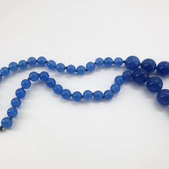 Blue Jade Beaded Necklace, Gemstone Jewellery, Healing Crystal Gift for Her