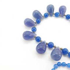Blue Jade Beaded Necklace, Gemstone Jewellery, Healing Crystal Gift for Her