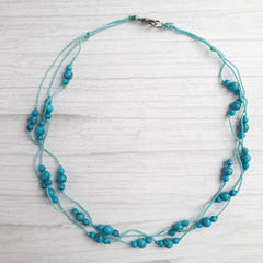 Raw Turquoise Stone Necklace - Cute Turquoise Beaded Simple Necklace - Simple Turquoise - Etsy UK Shop