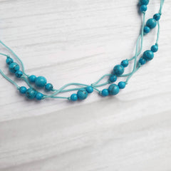 Raw Turquoise Stone Necklace - Cute Turquoise Beaded Simple Necklace - Simple Turquoise - Etsy UK Shop