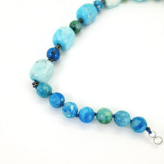 Handmade Blue Agate Sodalite Boho Statement Necklace Gift for Mom for Girlfriend Throat Chakra Jewelry Saggitarius September Birthstone UK
