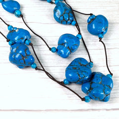 Raw Turquoise Nugget Necklace - Turquoise Jewellery - Chunky Boho Layered Jewelry - December Birthstone Necklace - Etsy UK