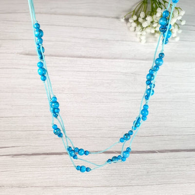 Raw Turquoise Stone Necklace - Cute Turquoise Beaded Simple Necklace - Simple Turquoise - Etsy UK Shop