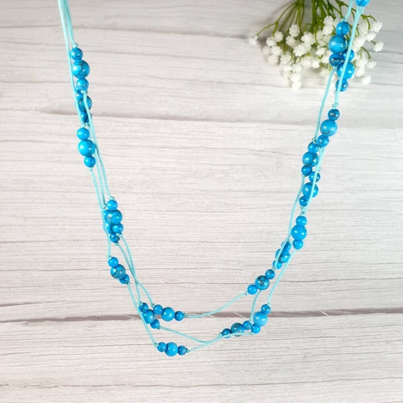 Raw Turquoise Stone Necklace - Cute Turquoise Beaded Simple Necklace - Simple Turquoise - Etsy UK Shop