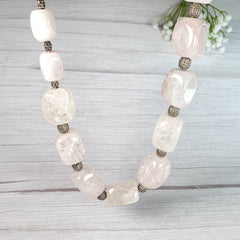Rose Quartz Necklace, Raw Crystal Necklace, Healing Crystal Jewellery, Pink Gemstone Necklace Gift for Her