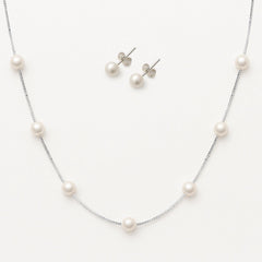 Dainty Freshwater Pearl Necklace - Personalised Bridesmaid Maid of Honour Gift - Custom Gift Silver Chain Pearl Anniversary Birthday Present