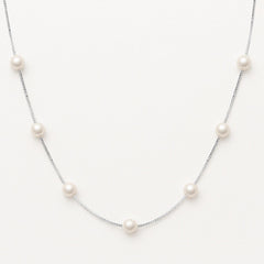 Dainty Freshwater Pearl Necklace - Personalised Bridesmaid Maid of Honour Gift - Custom Gift Silver Chain Pearl Anniversary Birthday Present