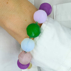 Handmade Agate Necklace and Bracelet Set, Colourful Gemstone Jewellery, Layering Beads Necklace Jewelry Gift for Her