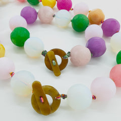 Handmade Agate Necklace and Bracelet Set, Colourful Gemstone Jewellery, Layering Beads Necklace Jewelry Gift for Her