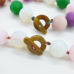 Handmade Agate Necklace and Bracelet Set, Colourful Gemstone Jewellery, Layering Beads Necklace Jewelry Gift for Her