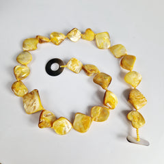 Chunky Sunshine Yellow Gold Mother of Pearl Necklace, Unusual Beaded Statement Necklace, Hypoallergenic Jewellery Etsy UK Shop