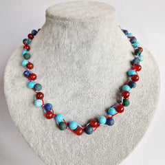 Turquoise Necklace, Agate & Azurite Beaded Necklace, Statement Gemstone Necklace, December Birthstone Jewellery Gift | Etsy Uk Shop