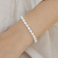 Freshwater Pearl Bracelet, Small Baroque Pearl Bracelet, Stretch Pearl Jewellery, Minimalist Gift for Her