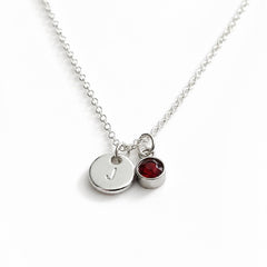 Personalised Name Necklace, Initial & Birthstone Necklace, Custom Sterling Silver Necklace, Anniversary Gift for Wife, Gift for Girlfriend