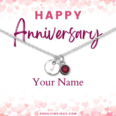 Personalised Name Necklace, Initial & Birthstone Necklace, Custom Sterling Silver Necklace, Anniversary Gift for Wife, Gift for Girlfriend