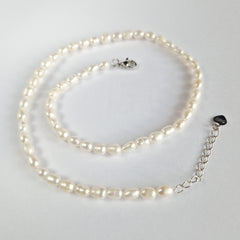 Freshwater Pearl Choker Necklace, Rice Pearl Necklace, White Pearl Necklace, Minimal Bridal Pearl Jewellery