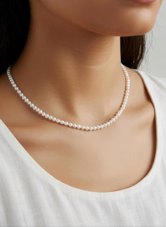 Freshwater Pearl Necklace, Bridal Pearl Necklace, White Baroque Pearls, Classic Pearl Choker, Wedding Jewellery