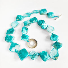 Chunky Turquoise Mother of Pearl Necklace, Unusual Beaded Statement Necklace, Hypoallergenic Jewellery Etsy UK Shop